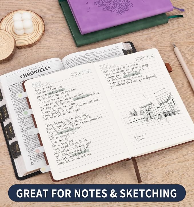 Lined Journal Notebook for Women Men, A5 Hardcover Leather Journals for Writing - Image 3