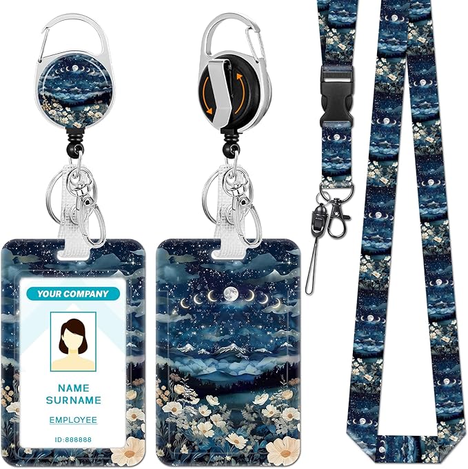 Hancynir Lanyards for Id Badges, Moon Lunar Eclipse Badge Holder by Hancynir