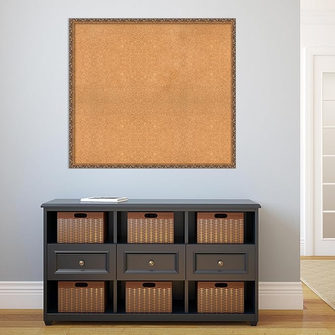 Amanti Art Natural Cork Board for Wall, 36x40 Vision Board with Bronze Frame, Oversize Corkboard Office Decor for Home Organization, Traditional Corkboard Pinboard to Display Items for Home-DeskLoop Office
