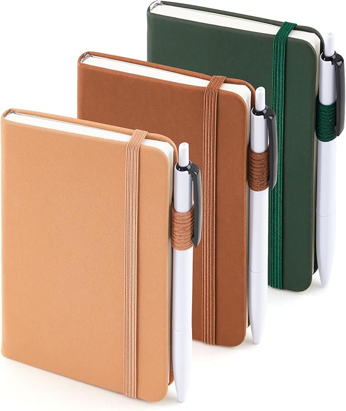 feela Pocket Notebook Journals, Mini Cute Small Hardcover College Ruled Notepad by feela