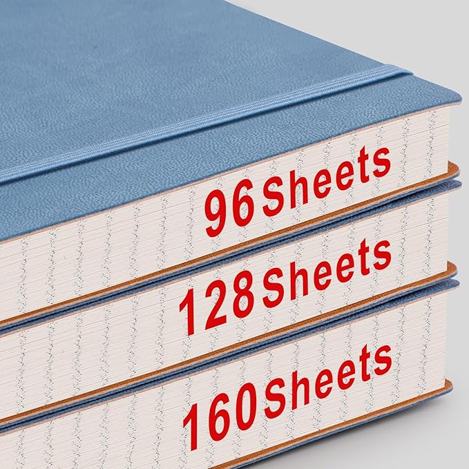 AHGXG Graph Paper Notebook - 320 Pages Grid Paper Notebook Large Journal B5, 100gsm Thick Graph Paper, Leather Softcover, Inner Pocket, 7.6'' X 10''- GrayBlue-DeskLoop Office