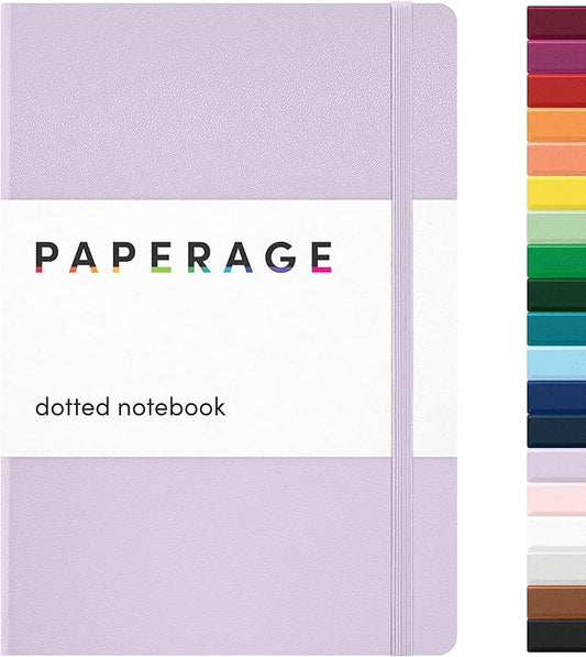 PAPERAGE Dotted Journal Notebook, (Lavender), 160 Pages, Medium 5.6 in x 8 in - 100 GSM Thick Paper – Hardcover Journaling Notebook for Work, School & Bullet Journaling-DeskLoop Office