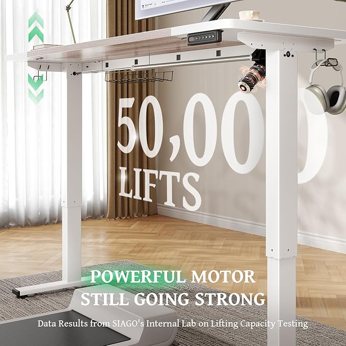 SIAGO Electric Standing Desk Adjustable - 63 x 24 Inch Sit Stand up Desk with Cable Management - 3 Memory Preset Adjustable Height Table-DeskLoop Office