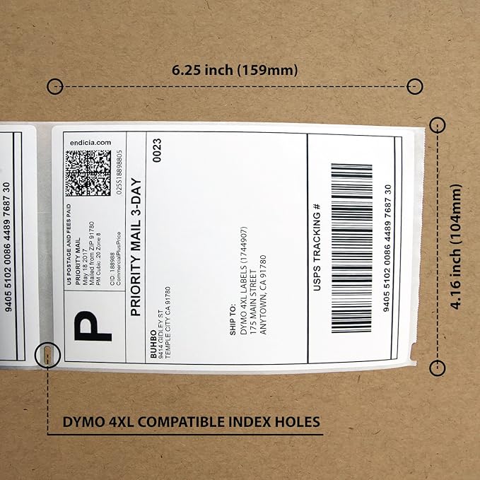 Buhbo Compatible with DYMO LabelWriter 4XL 4" x 6" Shipping Label 1744907, White (220 Per Roll)-DeskLoop Office