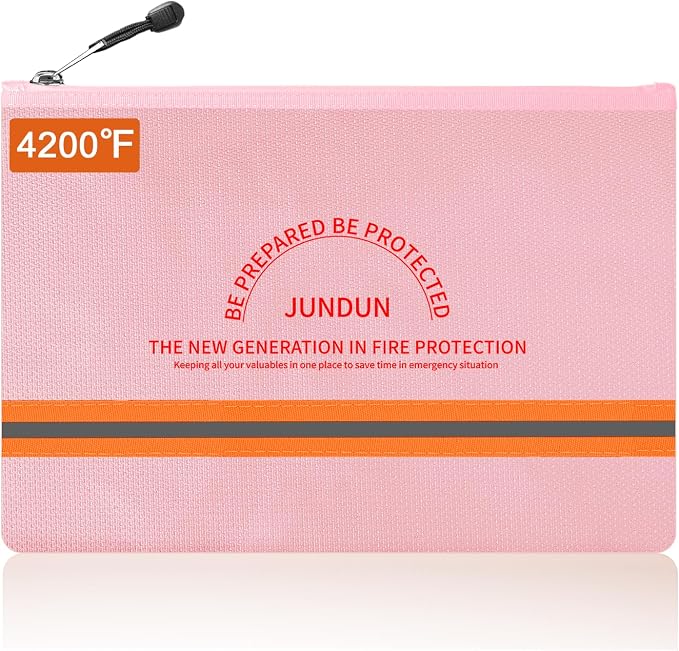 JUNDUN Fireproof Document Bag, 14.2”x 10.0”Waterproof and Fireproof Money Bag by JUNDUN