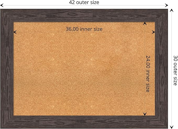 Amanti Art Natural Cork Board for Wall, 30x42 Vision Board with Black Wood Frame, Large Corkboard Office Decor for Home Organization, Rustic Farmhouse Corkboard Pinboard to display items for home-DeskLoop Office