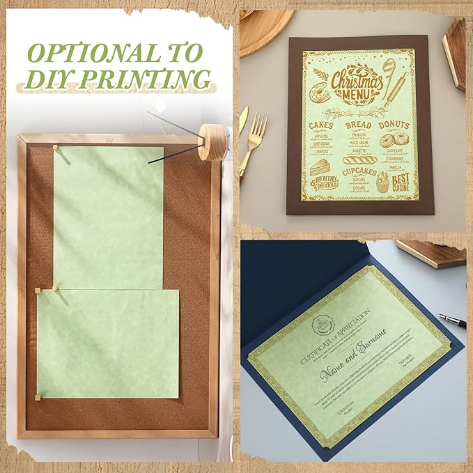 Epakh 200 Sheets Old Age Parchment Paper 8.5 x 11 Inch Standard Letter Vintage Colored Old Parchment Semblance Double Side Printing Paper (Green)-DeskLoop Office