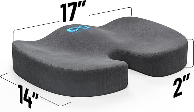 Everlasting Comfort Doctor Recommended Memory Foam Seat Cushion for Office Chairs & Car Seat - Ergonomic Office Desk Accessories for Tailbone Pain Relief, Sciatica & Back Support-DeskLoop Office