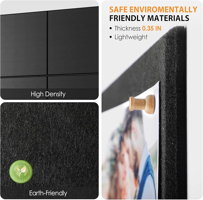MaxGear Felt Bulletin Board 48" x 36", 12 Pack 11.8" x 11.8" Wall Panels - Image 2