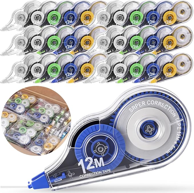 AmazingSpark 100 Pcs White Correction Tape Bulk, 39.4 Ft, Tear-resistant Easy - Image 8