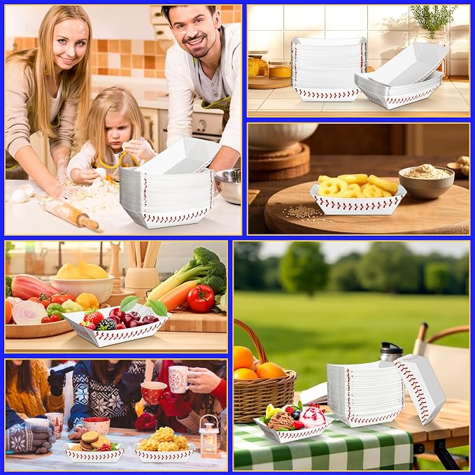 100 Pack 1 Lb Paper Food Boat Trays, Baseball Birthday Decorations Baseball - Image 6