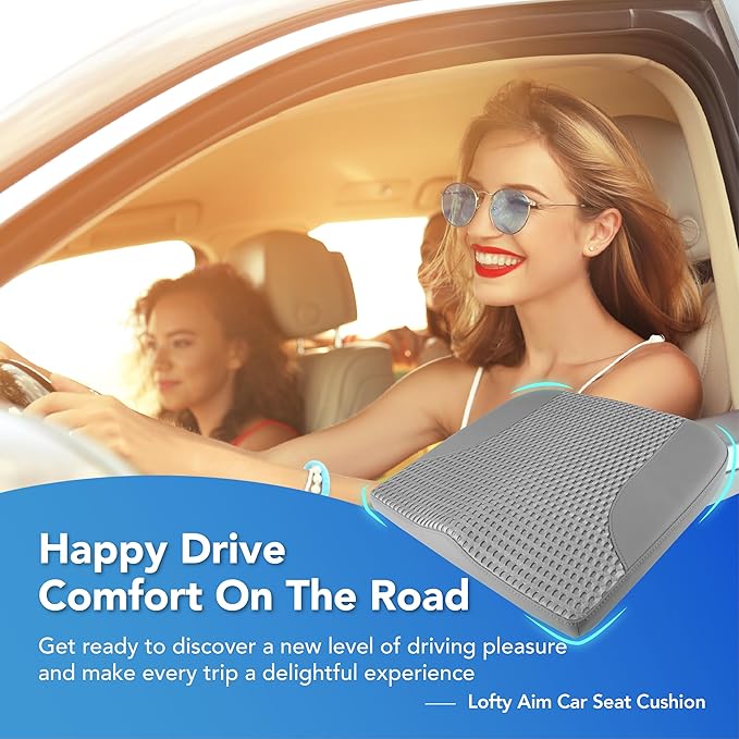 Car Seat Cushion, Comfortable Memory Foam Seat Pillow for Driving, Sciatica-Back Pain Relief, Cushion for Car-Truck, Office, Wheelchair - Dark Grey-DeskLoop Office