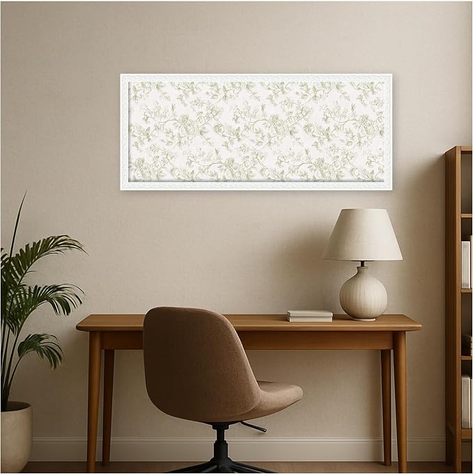 Kate and Laurel Framed Fabric Pinboard 18 x 42, Bethany White Frame - Image 3