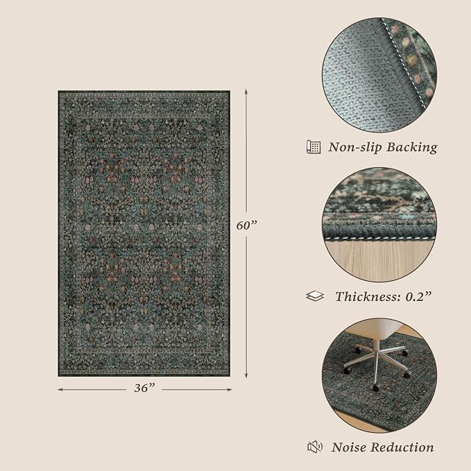 Dark Green 3x5 Office Chair Mat - Image 2