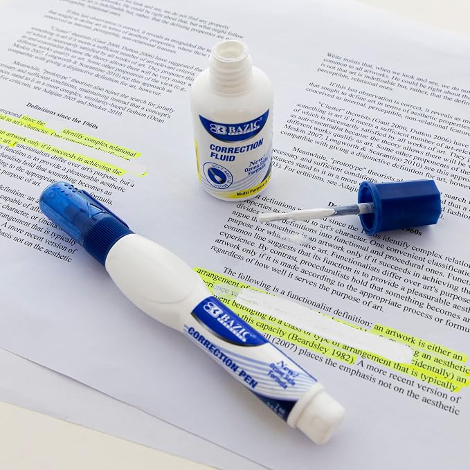 BAZIC Products Correction Fluid, Soft Bristle Brush & Precise Metal Tip - Image 3