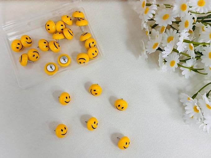 30 Pcs Cute Smiley Face Decorative Push Pins - Image 3