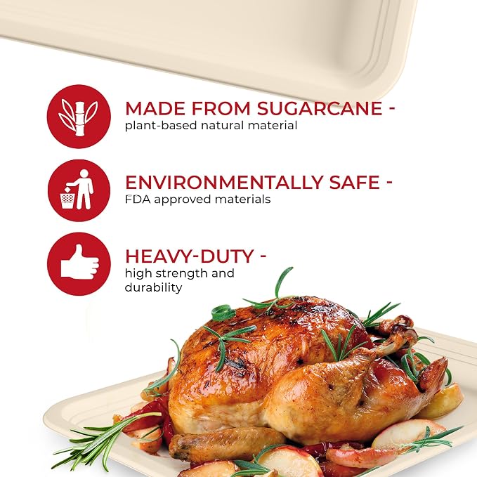 SPARGOS 100 Pack 14 Inch Heavy Duty Disposable Trays - Image 4