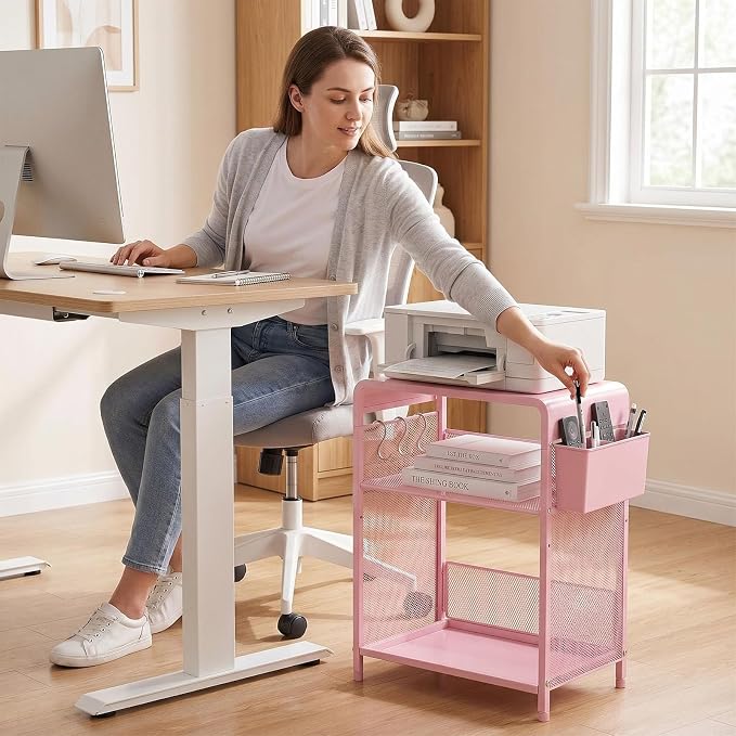 ECOLOVI 3 Tier Printer Stand for Under Desk, Height Adjustable Shelf Small - Image 5