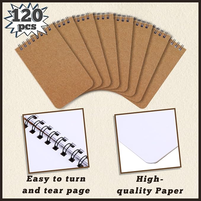 Kisston 120 Pcs Top Bound Memo Books Bulk Memo Notebooks 25 Sheets/pad Mini - Image 3