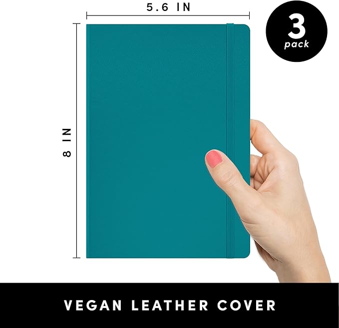 PAPERAGE Lined Journal Notebooks, 3 Pack, (Yellow, Blush & Turquoise), 160 Pages, Medium 5.6 inches x 8 inches - 100 GSM Thick Paper, Hardcover-DeskLoop Office