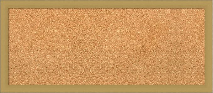 Amanti Art Natural Cork Board for Wall, 14x32 Vision Board with Gold Frame, Medium Corkboard Office Decor for Home Organization, Casual Corkboard Pinboard to display items for home organization-DeskLoop Office