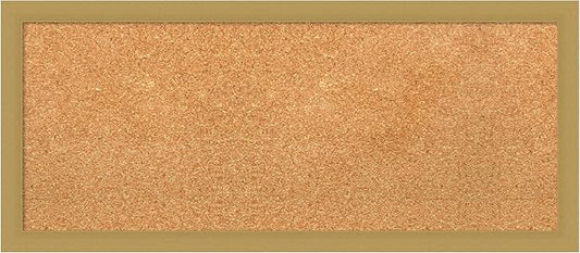Amanti Art Natural Cork Board for Wall, 14x32 Vision Board with Gold Frame, Medium Corkboard Office Decor for Home Organization, Casual Corkboard Pinboard to display items for home organization-DeskLoop Office