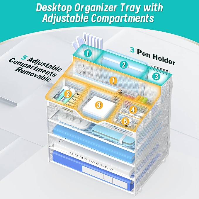 5 Tier Mesh Desk Organizer - Image 5