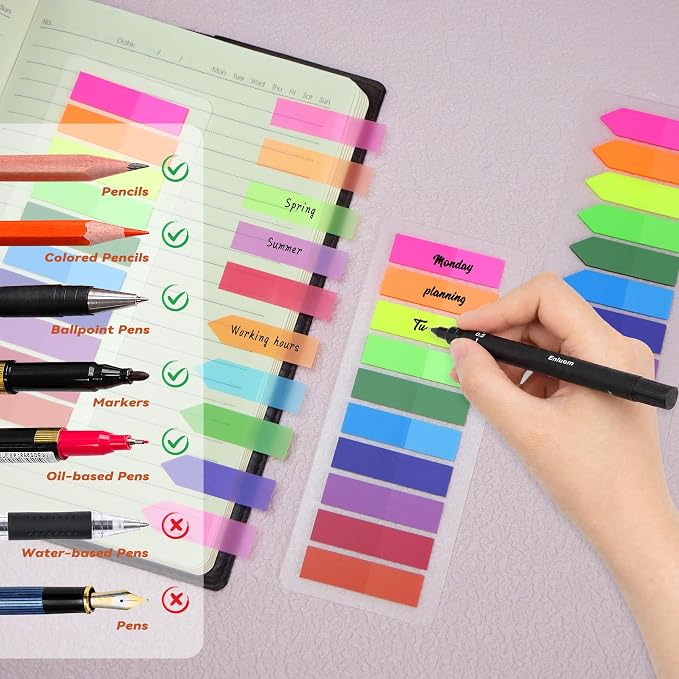 Page Markers Bright Sticky Tabs, Translucent Small Sticky Notes Flags and Arrow - Image 5