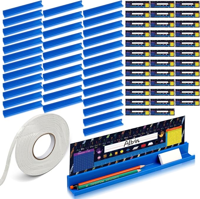 PerKoop 35 Pcs Classroom Desk Name Plates Holder Set Index Cards Storage by PerKoop