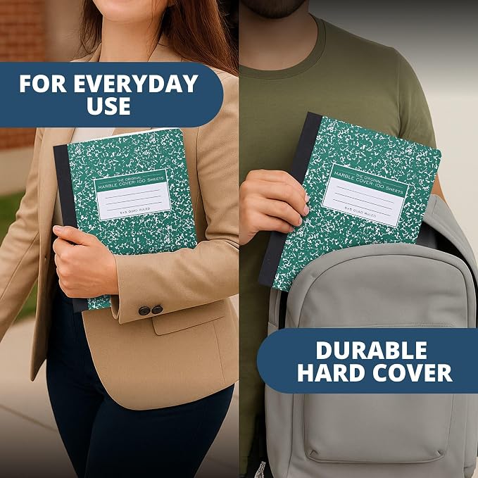 ROARING SPRING Hard Cover Composition Notebook, 24 Pack, 9.75″ x 7.5″, 5x5 Grid - Image 6