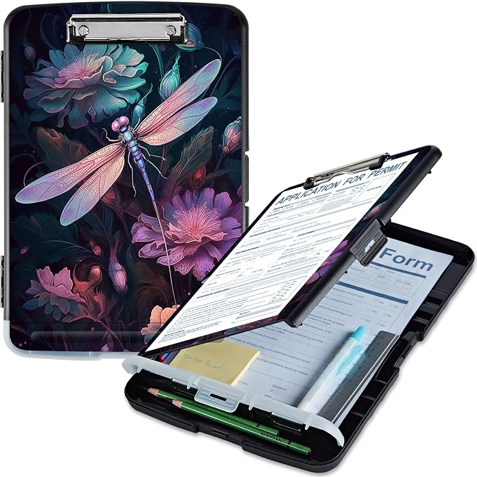 Clipboard with Storage, High Capacity Dragonfly Storage Clipboard 9.5x14 with by Qindaiwen