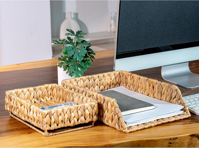 PINXIURY Woven Water Hyacinth Paper Organizer - Image 6