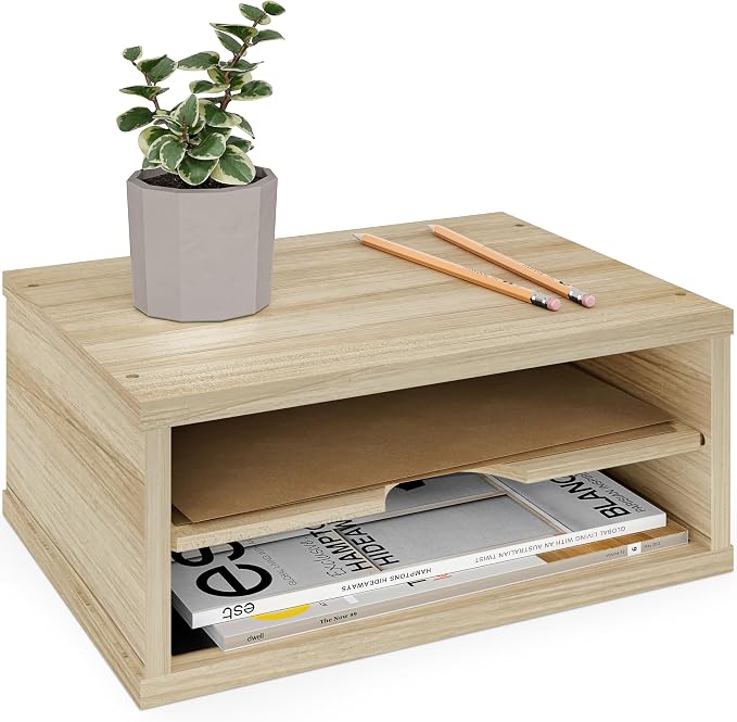 Ballucci 2-Tier Wooden Desk Organizer, Office Desk Organization, Mail Sorter by Ballucci