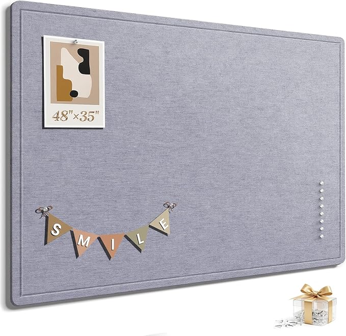Large Bulletin Board, 48 X 35 Inches Felt Cork Board by Subeauty