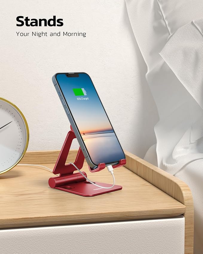 Nulaxy Dual Folding Cell Phone Stand, Fully Adjustable Foldable Desktop Phone - Image 3