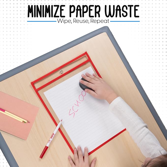 Essex Wares - 6 Pack, Dry Erase Pocket Document Protectors, Water-Resistant & - Image 3