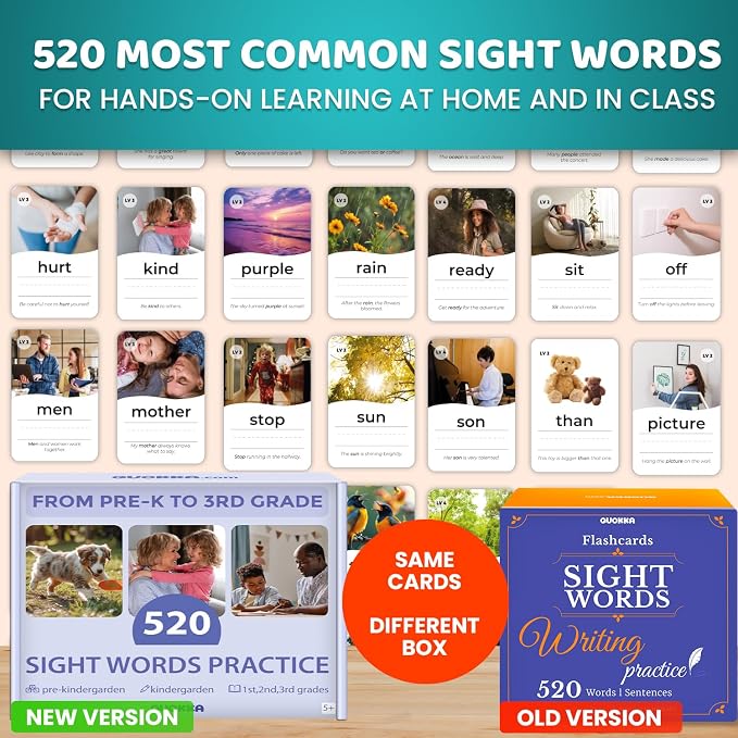 QUOKKA 520 Sight Words Flash Cards - Image 7