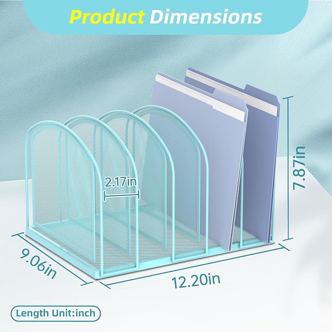 SUPEASY File Organizer 5-Section Mesh Desk Organizer, Upright File Organizer - Image 4