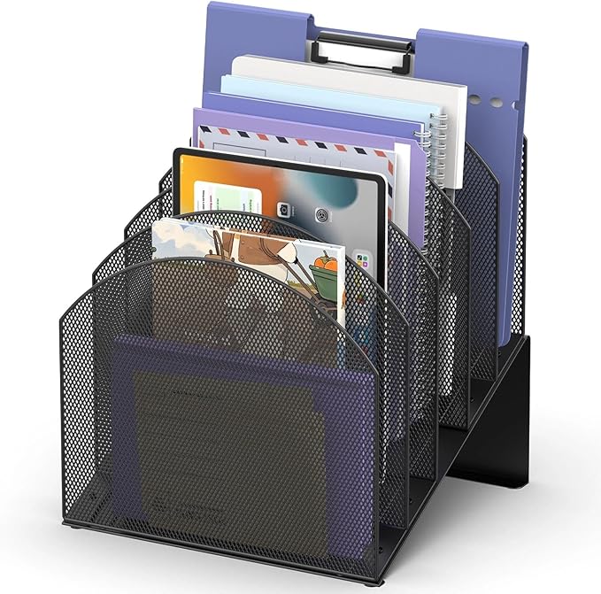 File Organizer for Desk, 5-Section Mesh Mail Holder, mail organizer and folder by Unknown