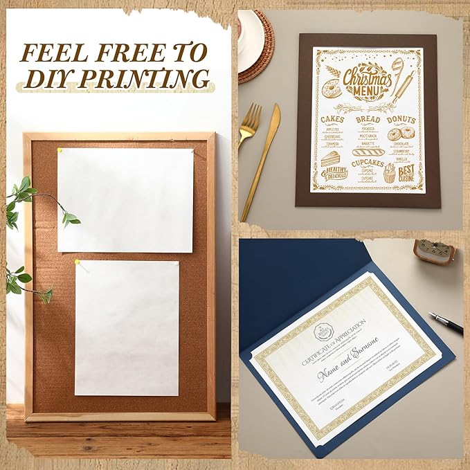 Epakh 100 Pcs Old Age Parchment Paper 8.5 x 11 Inch Standard Letter Vintage Colored Old Parchment Semblance Double Side Printing Paper (White)-DeskLoop Office