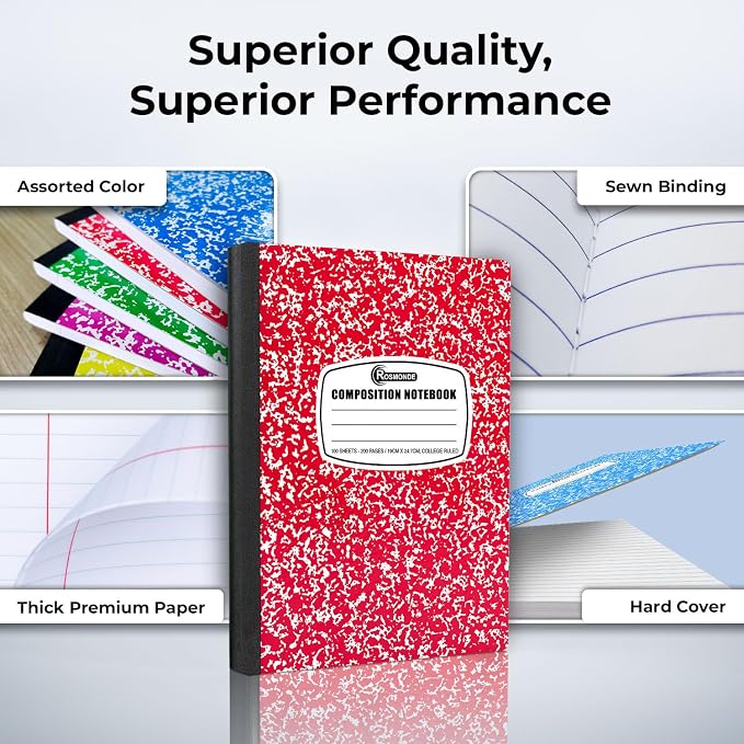 Rosmonde 50 Pack, Bulk Composition Notebooks, College Ruled Notebook, 200 Pages - Image 2