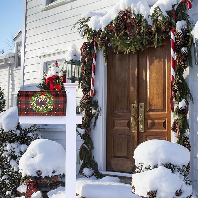 Merry Christmas Wreath Magnetic Mailbox Covers, Standard Size 18 X 21 Winter - Image 2