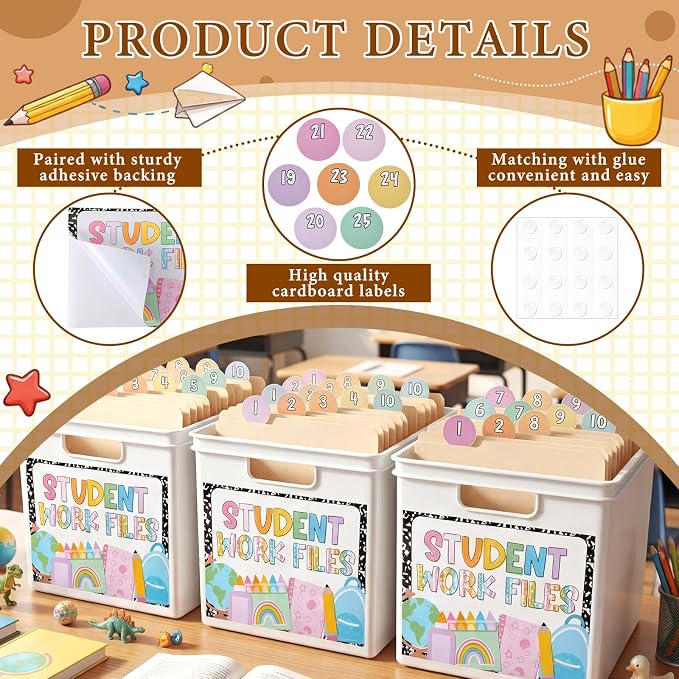Marspark 10 Set Classroom Organization Folder Labels - Image 2