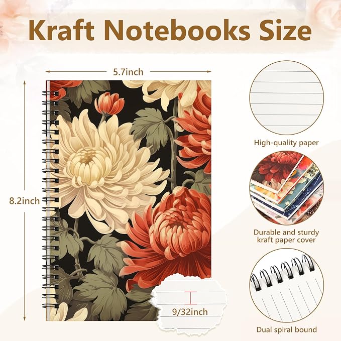 Fuutreo 12 Pcs Spiral Notebook for Work A5 8.3 x 5.7 Inch College Ruled Spiral - Image 2