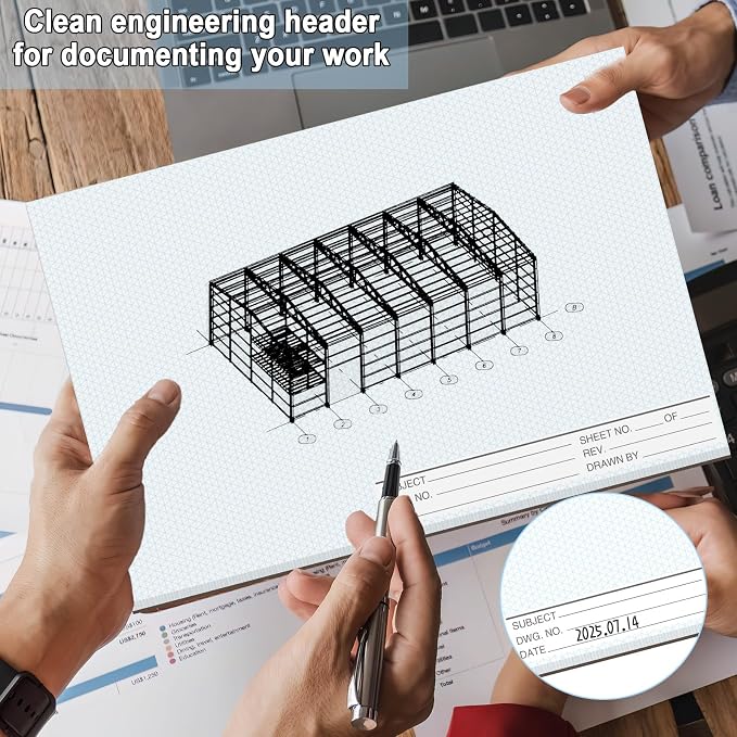 2 Pack 50 Sheets 22" x 17" Isometric Graph Paper Pad Landscape - Image 4