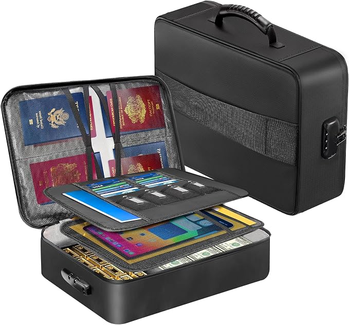 Fireproof Document Box with 5200℉ Heat Insulated, Document Organizer with Lock by Unknown