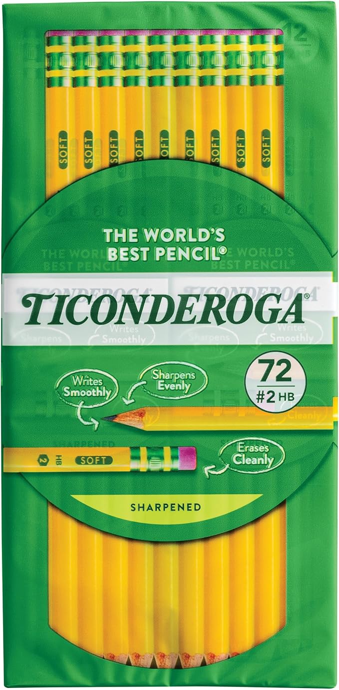 Ticonderoga Wood-Cased Pencils, Pre-Sharpened, 2 HB Soft by Ticonderoga