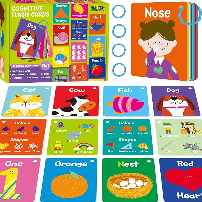 110 PCS Sight Word Flashcards, Double Sided Cards- Alphabet, Home Object by SpriteGru