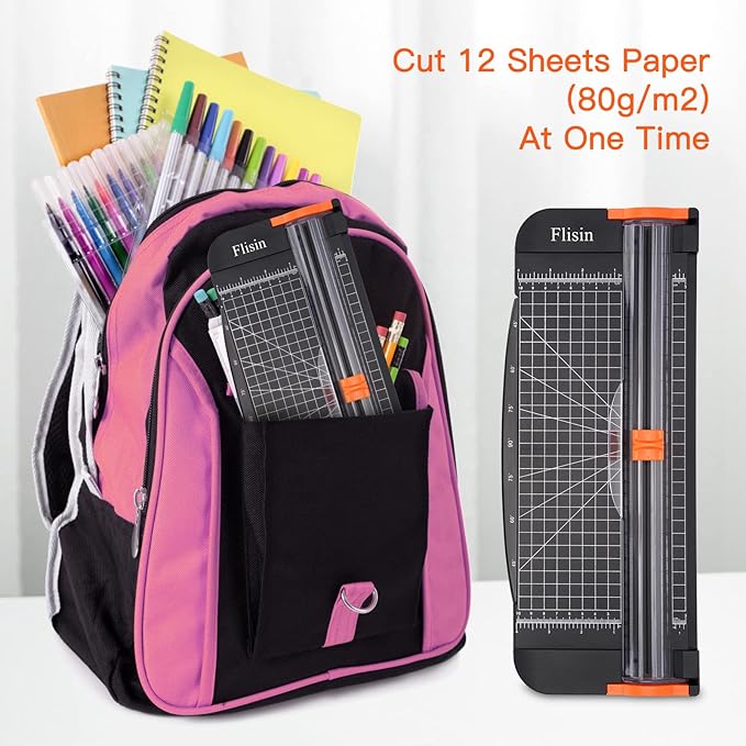 Paper Cutter,Portable Paper Slicer,12 Inch Paper Trimmer Scrapbooking Tool with Automatic Security Safeguard and Side Ruler for Craft Paper,A4 Paper,Coupon, Label and Cardstock (Black)-DeskLoop Office