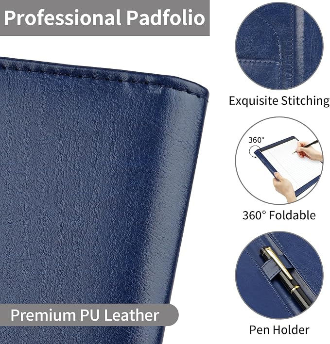 MOWPOG Professional Padfolio Portfolio Binder, Faux Leather Interview Resume - Image 5